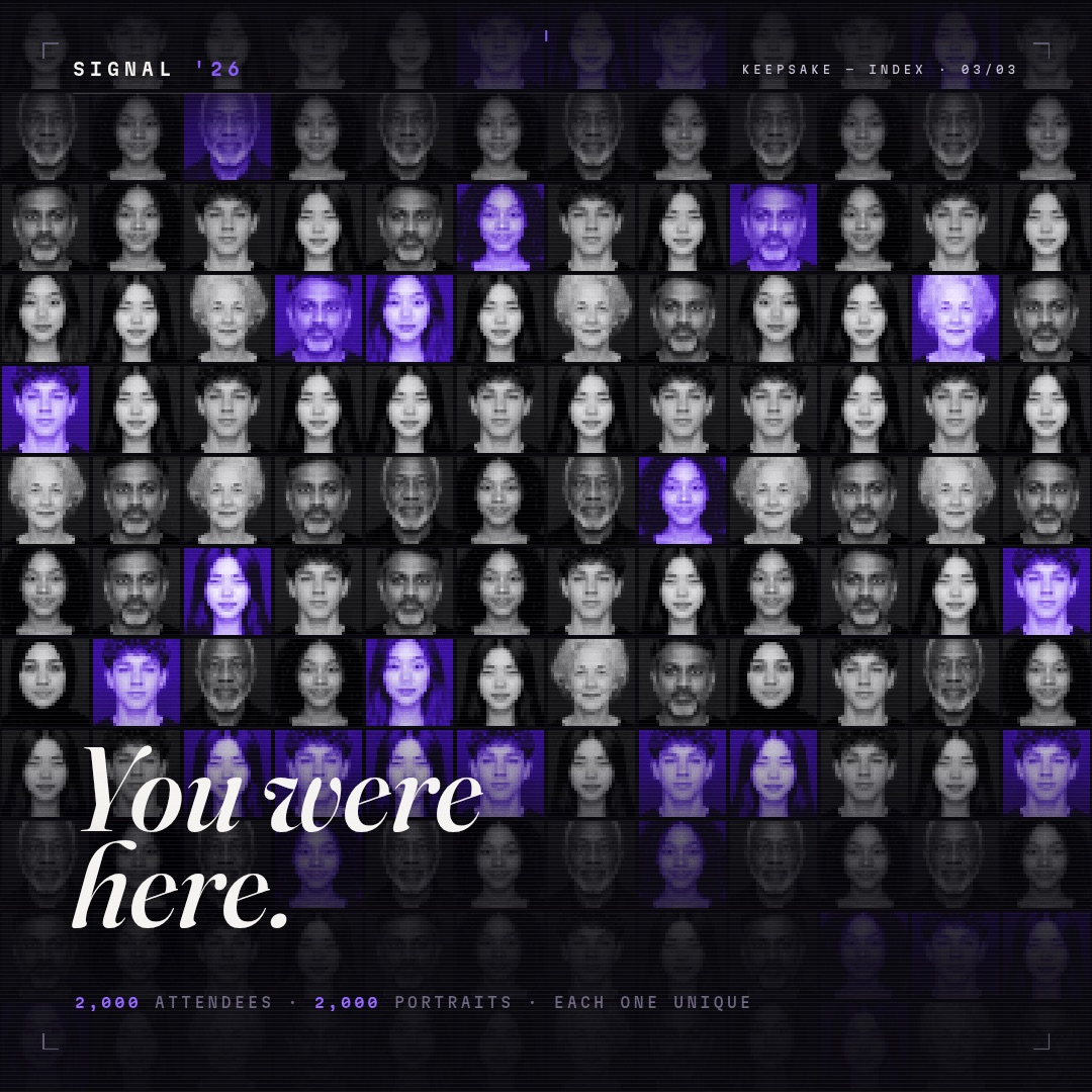 SIGNAL '26 — wall of 2,000 attendee portraits
